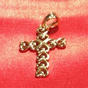 14k Gold Plated 925 Sterling Silver Cross Pendant